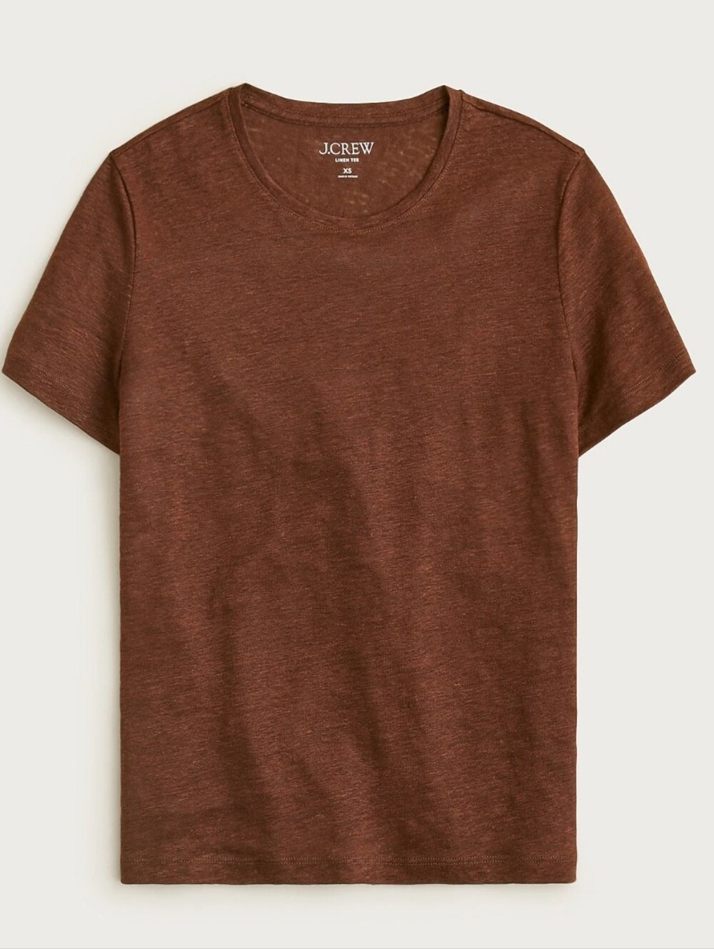 J. Crew Relaxed Linen Short Sleeve Tee in Chocolate Brown Size Small